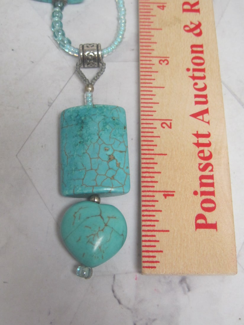 30" Turquoise Look Stones & Beads Fashion Necklace - 5