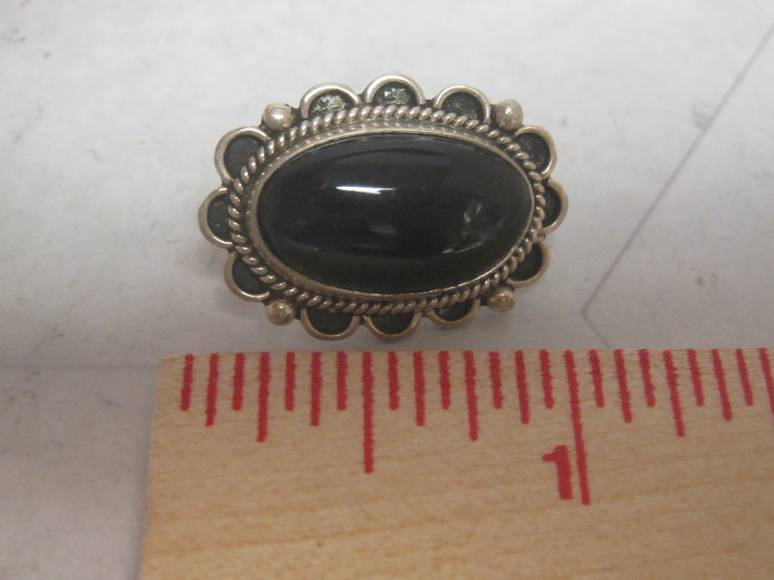 Sterling Silver Onyx Screwback Earrings - 4