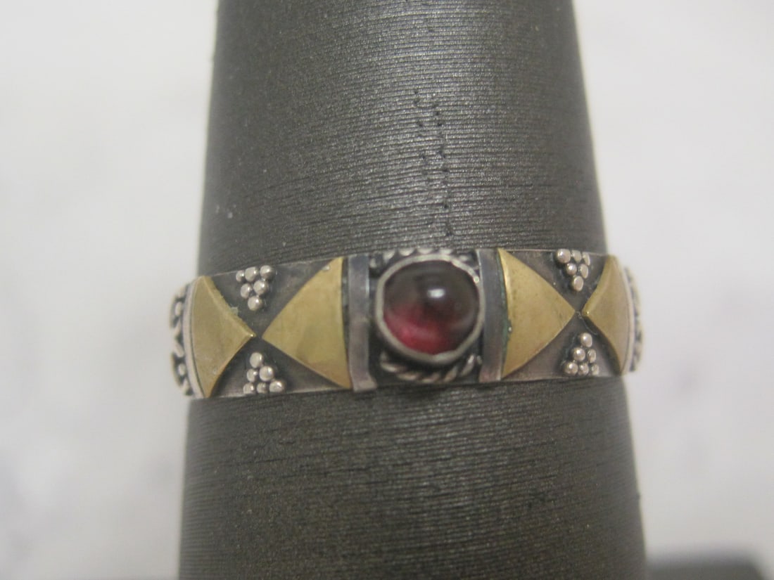 Sterling Silver Two Tone Ring with Purple Stone (1 of 4)