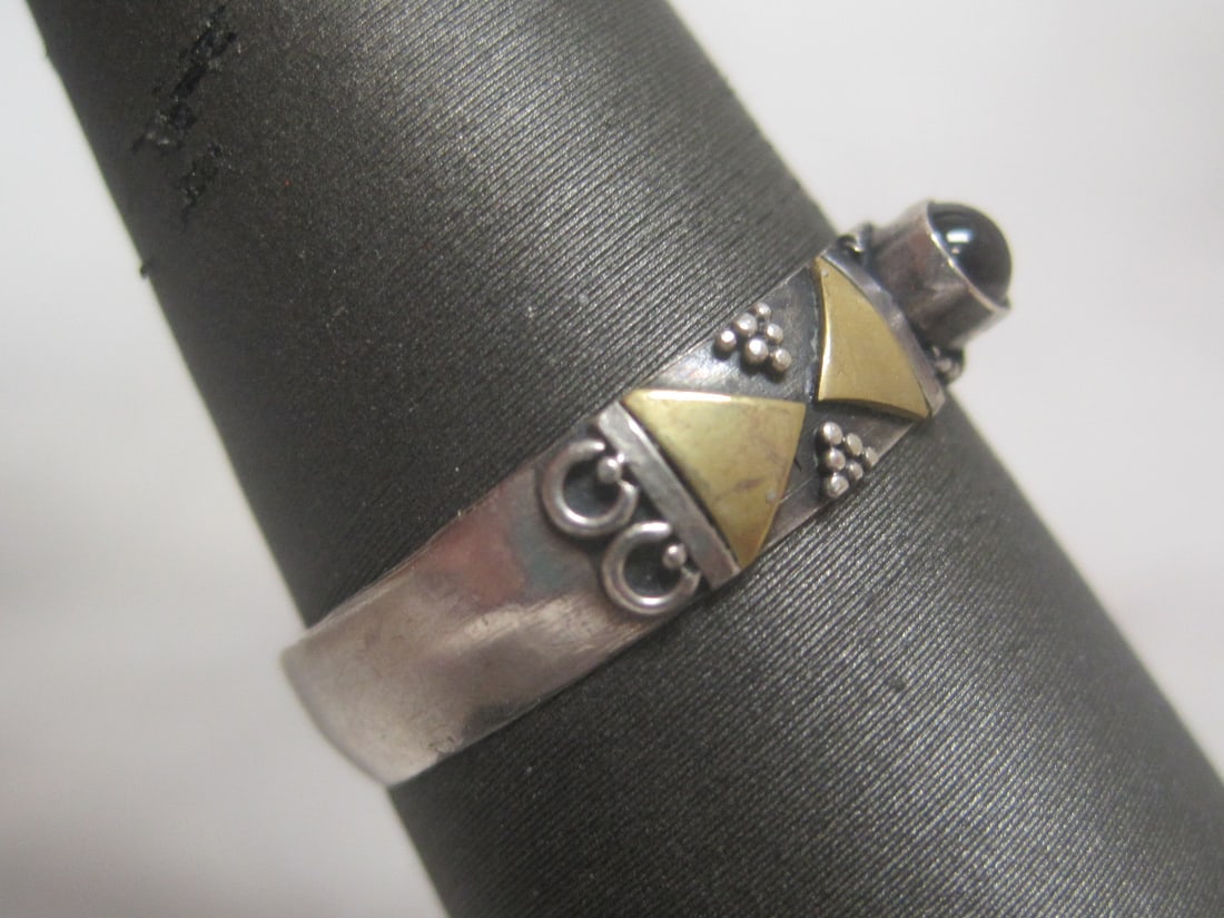 Sterling Silver Two Tone Ring with Purple Stone - 3