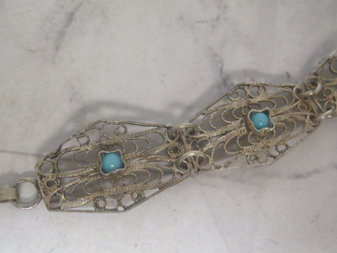 6" Sterling Silver Turquoise Bracelet - 2