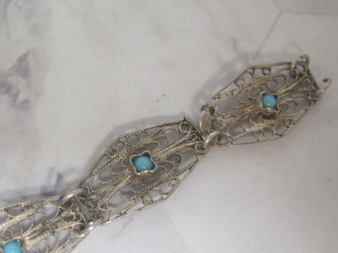 6" Sterling Silver Turquoise Bracelet - 3