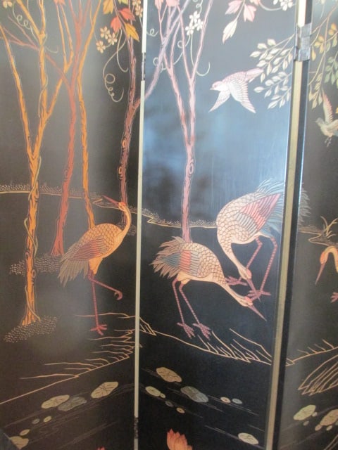 Distinctive Chinese Coromandel Style Lacquered 4 Panel Folding Screen - 3