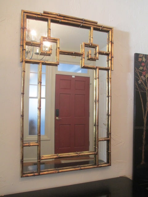 Gold Gilt Metal Bamboo Look Wall Mirror (1 of 6)