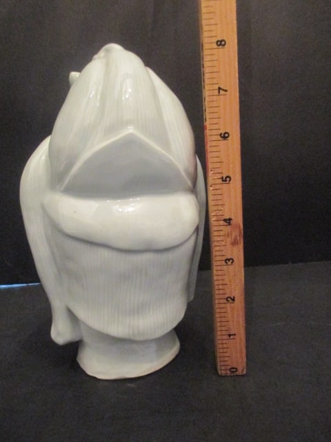 Signed White Glazed Buddha Bust - 3