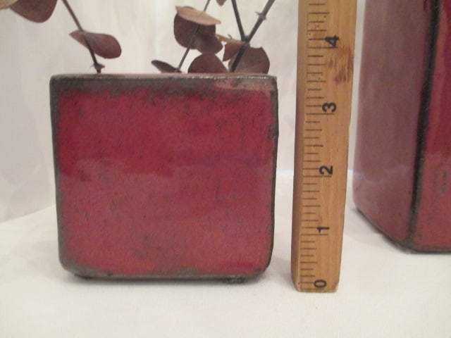 Three Napa Home & Garden Glazed Stoneware Square Tiered Vases - 2