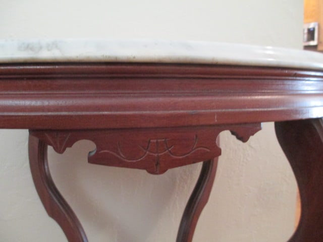 Victorian Eastlake Oval Marble Top Side Table - 5