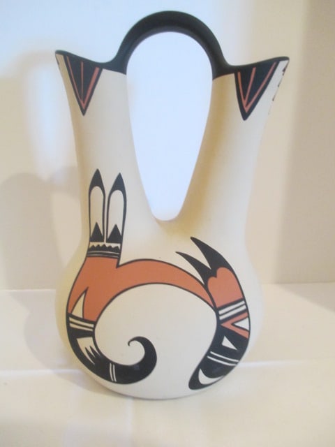 Signed Handpainted Kopa Pottery Wedding Vase - 3