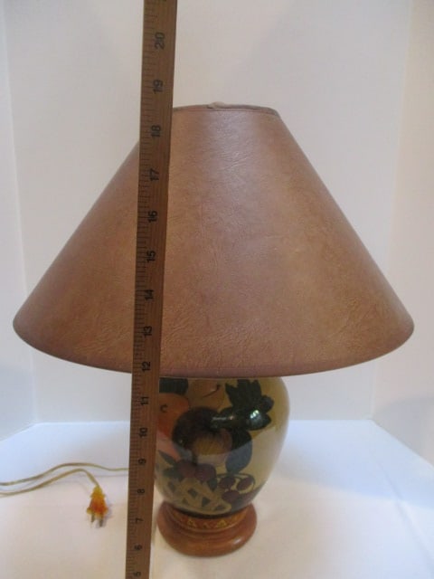 Handpainted Fruit Basket Still Life Vase Lamp - 6