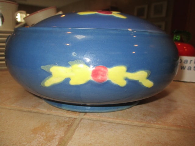 Handpainted USA Pottery Covered Vegetable Dish - 2