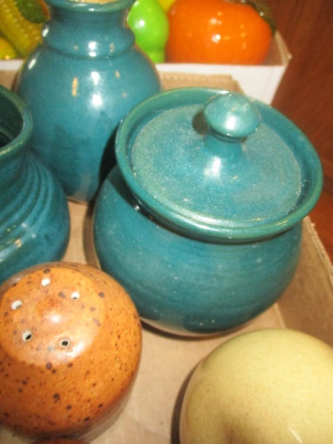 Studio Pottery Shakers, Creamer and Sugar Bowl and Soap Dispenser - 4