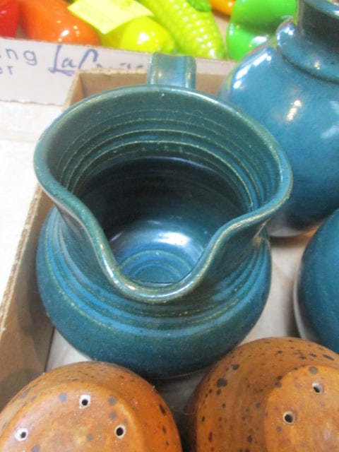 Studio Pottery Shakers, Creamer and Sugar Bowl and Soap Dispenser - 6