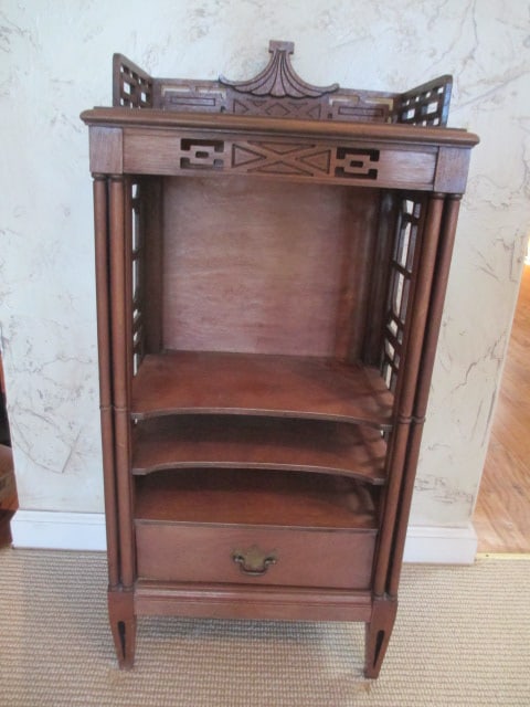 Mahogany Asian Influence Display Cabinet with Drawer (1 of 9)