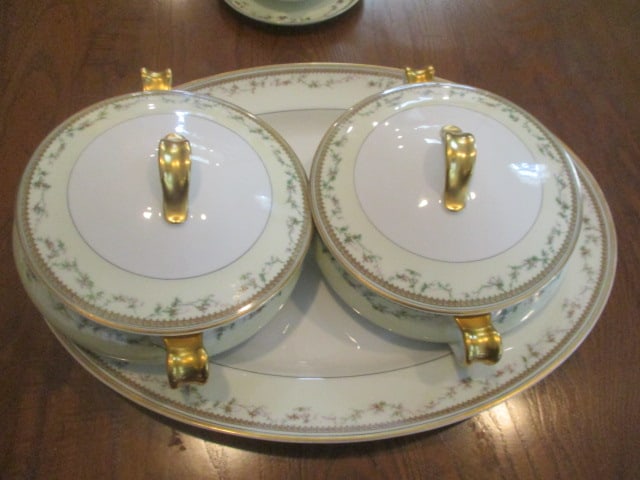 Haviland & Co. Limoges France "Yale" Fine China Platter and Two Covered Handled Dishes (1 of 7)