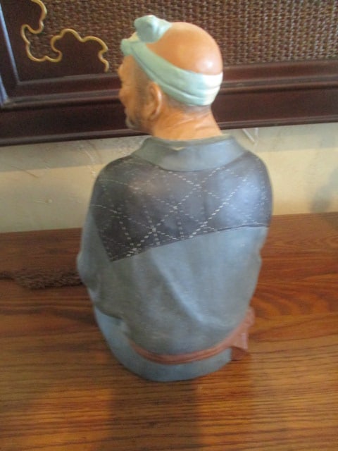 Vintage Japanese Hakata Urasaki Sitting Fisherman Holding Net Doll - 4