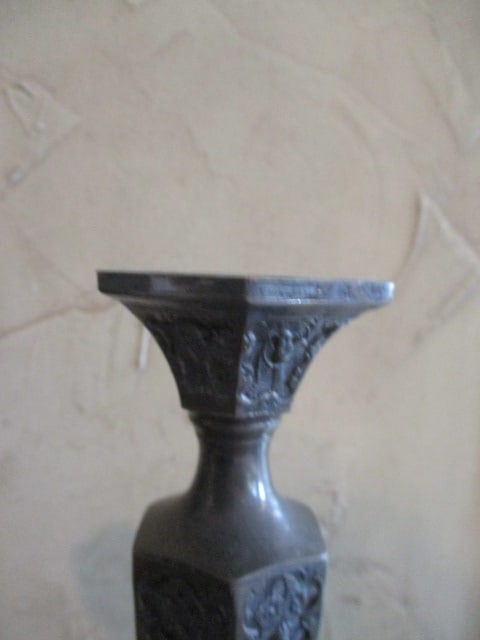 Pair of Bronze Relief Candle Sticks - 4