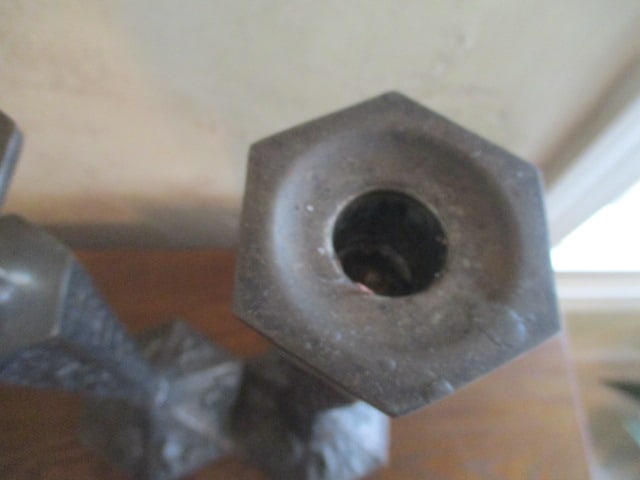 Pair of Bronze Relief Candle Sticks - 5