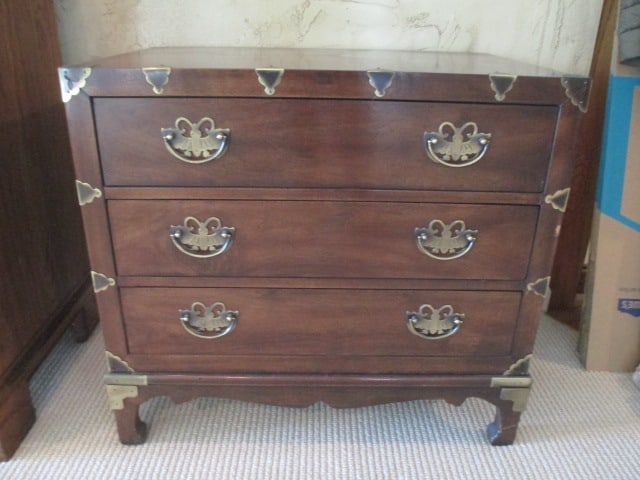 Henredon Fine Furniture Asian Influence 3 Drawer Chest with Brass Strap Accents (1 of 10)
