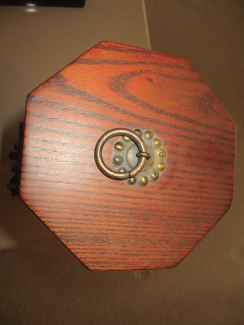 Decorative Wood Box with Antique Brass Finish Lock and Handles - 3