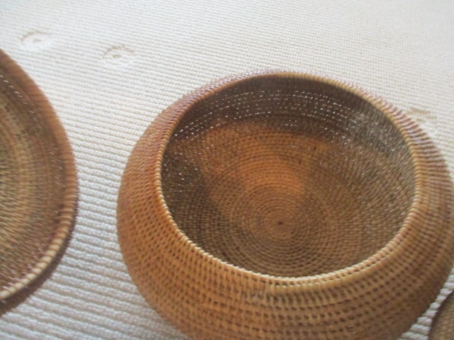 Three Lidded Woven Coil Baskets - 6