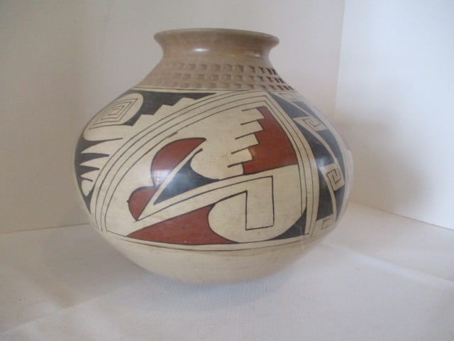 Signed Handpainted Mexican Folk Art Pottery Rounded Bottom Vessel (1 of 7)
