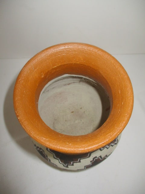 Handpainted Footed Mexican Pottery Vessel - 2