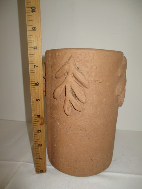 Earthenware Wine Cooler with Applied Oak Leaves - 4