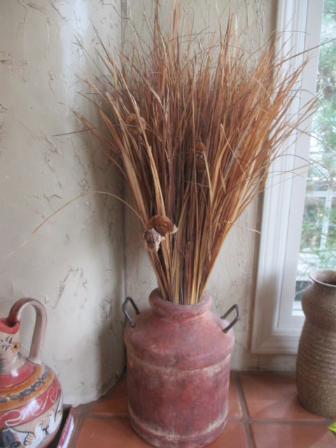 Metal Handle Earthenware Jug with Dried Grass Arrangement (1 of 4)