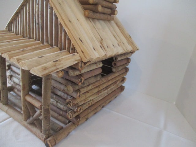 Hand Made Folk Art Twig "Log Cabin" - 3