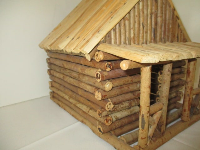 Hand Made Folk Art Twig "Log Cabin" - 5