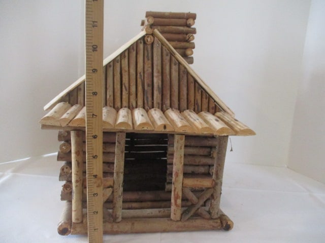 Hand Made Folk Art Twig "Log Cabin" - 6