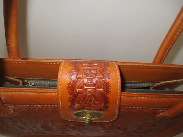 Vintage Mexican Hand Tooled Leather Handbag - 3