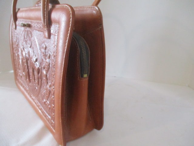 Vintage Mexican Hand Tooled Leather Handbag - 5
