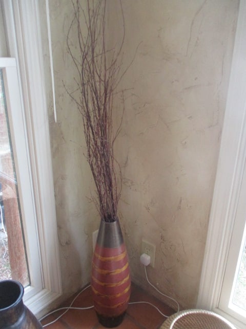 Handpainted Glazed Pottery Vase with Twig Arrangement (1 of 4)