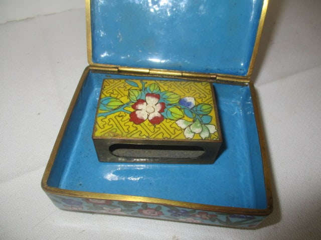 Vintage Cloisonne Cigarette Box and Match Box Cover - 3