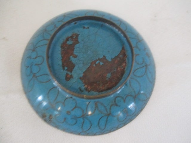 Vintage Cloisonne 3 Piece Cigarette Box , Match Box Cover and Ashtray - 3