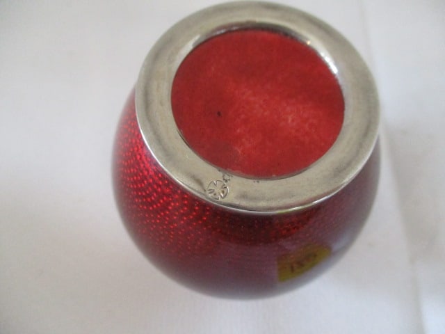 Vintage 3 Piece Japanese Ginbari Cloisonne Vases with Cherry Blossom Design - 3