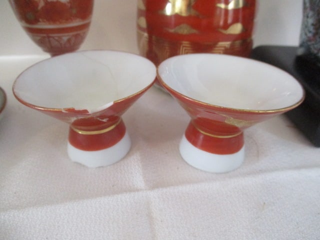 Japanese Sake Set, Mud Figures, Porcelain Miniature Teapot, etc. - 3