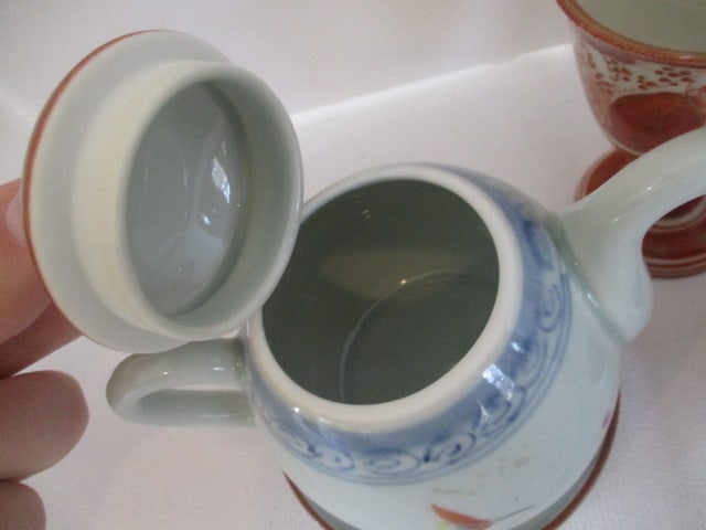 Japanese Sake Set, Mud Figures, Porcelain Miniature Teapot, etc. - 7