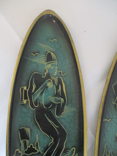 A.N. Oppenheim Black Burnished Enamel Musician Wall Plaques - 2