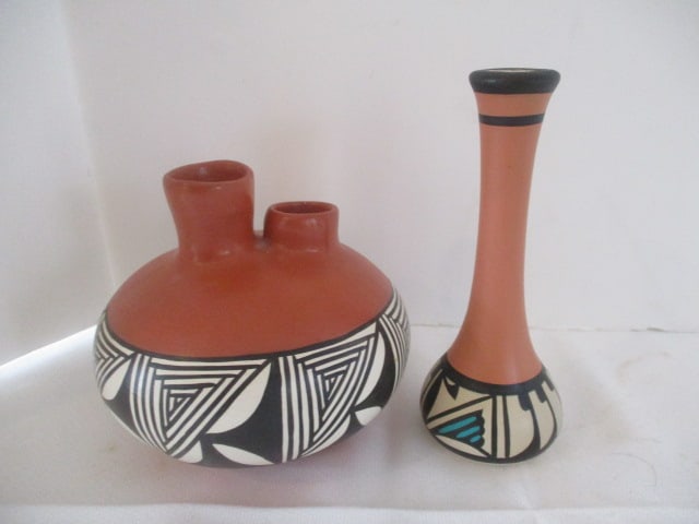 Vintage Handpainted Navajo Bud Vase and Wedding Vase (1 of 8)