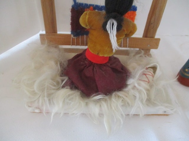 American Indian Navajo Folk Art Sculpture of Weaving Woman and Baby and - 3