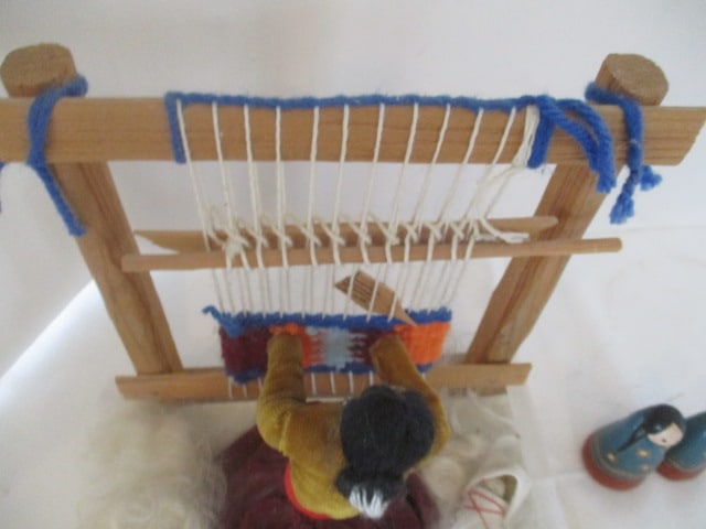 American Indian Navajo Folk Art Sculpture of Weaving Woman and Baby and - 4