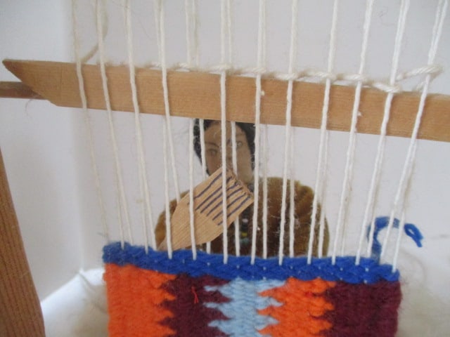 American Indian Navajo Folk Art Sculpture of Weaving Woman and Baby and - 5