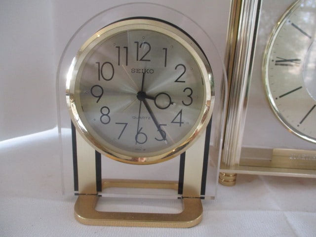 Bulova and Seiko Brass Quartz Desk/Table Clocks - 2