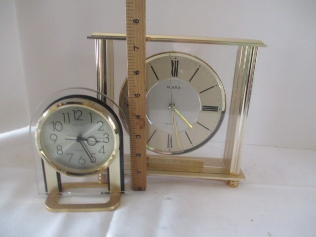 Bulova and Seiko Brass Quartz Desk/Table Clocks - 9