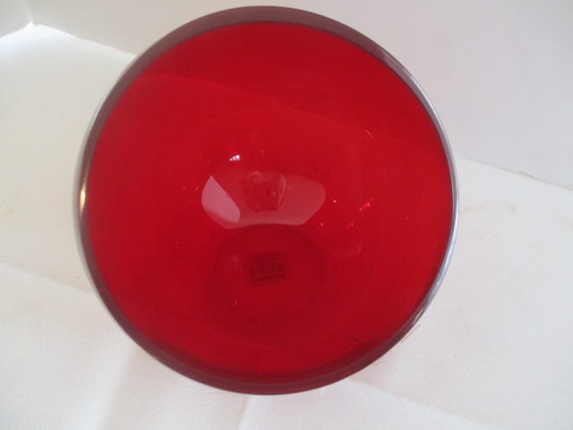 Crate & Barrel Ruby Red Hand Blown Slant Ball Vase - 2
