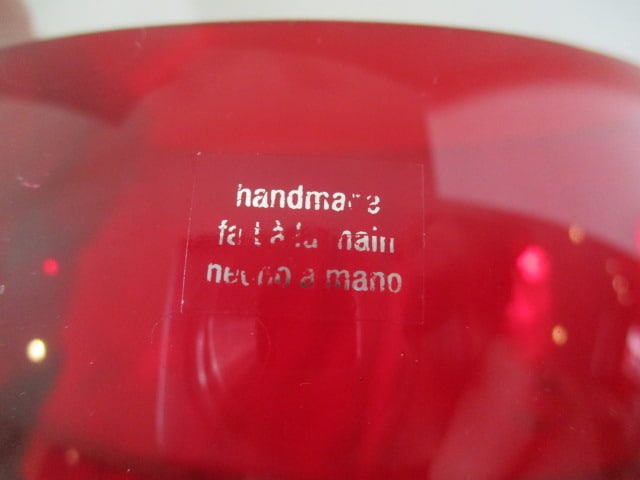 Crate & Barrel Ruby Red Hand Blown Slant Ball Vase - 3