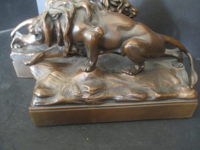 Pair of Bronze Lion Bookends - 2