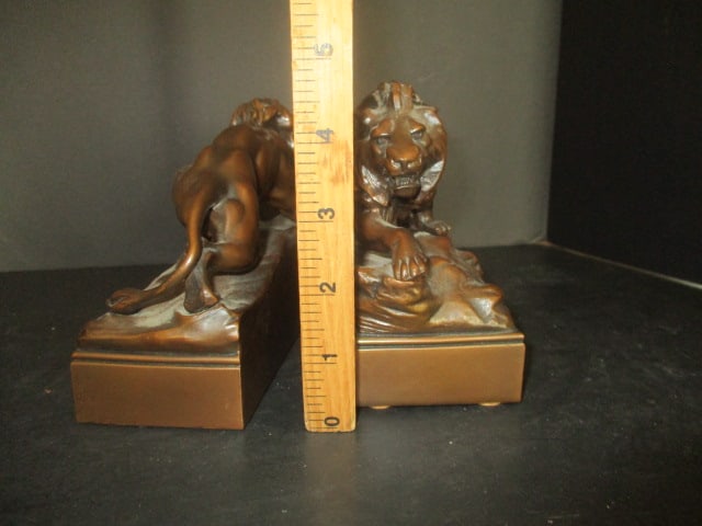 Pair of Bronze Lion Bookends - 6
